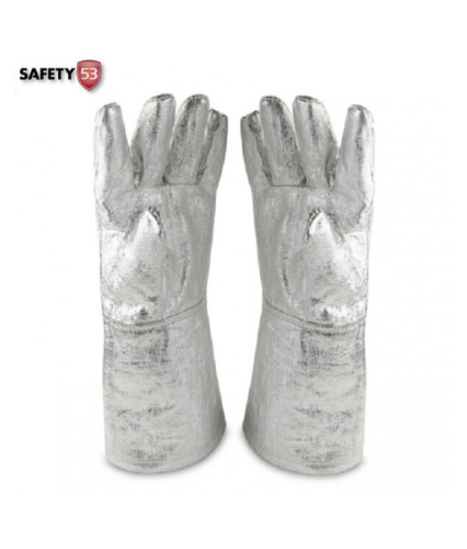 The ALUMINIZED FIRE GLOVES SAFETY 53 are specifically designed to provide protection against extreme heat, making them essential for professionals working in high-temperature environments. Constructed with heat-resistant aluminized material, these gloves reflect radiant heat, ensuring hands stay protected during exposure to intense temperatures. The durable design and comfortable fit make them ideal for welders, foundry workers, and firefighters. Perfect for high-risk tasks in Pakistan, these gloves offer a combination of heat resistance and comfort, making them a valuable addition to any professional’s safety gear. Highlights: Material: Heat-resistant aluminized material for extreme temperature protection Reinforced stitching for added durability Reflective outer layer to shield against radiant heat Uses: Ideal for welding, foundry work, and firefighting Suitable for high-temperature environments Effective in protecting against extreme heat exposure Features: Heat-reflective material for maximum heat protection Durable construction for extended use Comfortable fit for long shifts in high-risk settings Benefits: Provides essential safety in high-temperature environments Protects hands from burns and heat exposure Critical for professionals needing reliable fire-resistant gloves