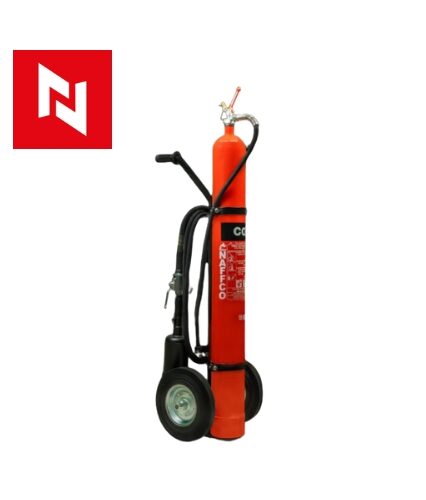 The Fire Extinguisher Trolley CO2 is a powerful, portable fire fighting tool specially designed for tackling electrical fires and Class B fires involving flammable liquids. The CO2 agent effectively displaces oxygen, smothering flames without leaving residue, making it ideal for areas with sensitive equipment, electrical systems, and chemical storage. This trolley-mounted CO2 extinguisher offers mobility and ease of use, ensuring quick access to high-risk areas. Its heavy-duty design, coupled with a high-capacity cylinder, provides robust fire suppression, giving users control over potentially hazardous situations. This fire extinguisher trolley meets strict fire safety standards, making it a vital piece of equipment for any safety-conscious facility. Highlights: Material: Durable steel cylinder for CO2 storage Heavy-duty trolley base for stability and mobility Corrosion-resistant materials for long-lasting use Uses: Ideal for industrial sites, chemical plants, and electrical rooms Effective on Class B (flammable liquids) and electrical fires Suitable for areas with sensitive equipment and electronics Features: CO2 extinguishing agent leaves no residue High-capacity cylinder for extended use Wheeled trolley for easy mobility and quick deployment Benefits: Offers safe fire suppression for electrical fires Portable design ensures rapid response Meets essential fire safety and firefighting standards