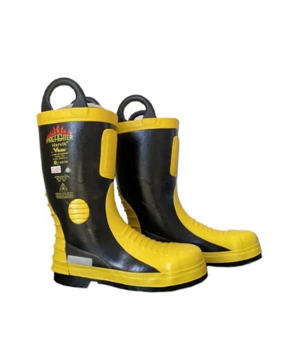 The Fireman Safety Fire Gum Boots are built to offer superior protection and durability in hazardous, high-heat environments. Made from heat-resistant materials, these gum boots protect firefighters’ feet from extreme temperatures, making them ideal for firefighting and rescue operations. With a robust, anti-slip sole, these boots provide stability on wet, uneven, and slippery surfaces, ensuring safety in critical conditions. Designed for comfort and safety, the Fireman Safety Fire Gum Boots feature a reinforced toe and midsole for additional protection against impact and punctures. Lightweight and easy to wear, these boots are essential for firefighting teams requiring reliable footwear that withstands intense conditions. Highlights: Material: High-temperature resistant rubber construction Reinforced toe and midsole for impact protection Anti-slip sole for stability on various surfaces Uses: Ideal for firefighting, rescue operations, and emergency response Suitable for wet, slippery, and uneven terrains Effective for foot protection in high-heat environments Features: Heat-resistant and water-resistant design Reinforced for added foot protection Lightweight and easy to wear during long shifts Benefits: Provides stability and safety in hazardous environments Protects feet from heat, water, and impact Essential footwear for professional firefighters