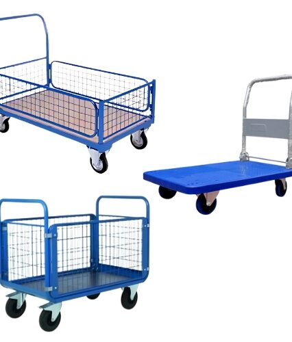 The Material Handling Trolley is designed to make transporting heavy loads easy and efficient, ideal for industrial, commercial, and warehouse settings Built with a sturdy frame and high-capacity wheels, this hand trolley is perfect for handling bulk items and large materials The ergonomic design ensures comfortable maneuverability, reducing physical strain on the user and enhancing productivity This versatile trolley can be used to transport boxes, equipment, and other heavy items, making it an essential tool for material handling With durable construction and a corrosion-resistant finish, the Material Handling Trolley is built to withstand regular use in demanding environments Highlights: Material: High-strength steel frame for durability Corrosion-resistant finish for extended life Non-slip, reinforced handle for secure grip Uses: Ideal for warehouses, factories, and distribution centers Suitable for transporting heavy boxes, equipment, and materials Effective for reducing manual labor in material handling Features: Ergonomic design for easy maneuverability Heavy-duty wheels for smooth movement High load-bearing capacity for bulk transport Benefits: Enhances efficiency and productivity in material handling Reduces physical strain on users during transport Durable and reliable for long-term industrial use