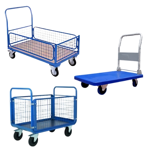 The Material Handling Trolley is designed to make transporting heavy loads easy and efficient, ideal for industrial, commercial, and warehouse settings Built with a sturdy frame and high-capacity wheels, this hand trolley is perfect for handling bulk items and large materials The ergonomic design ensures comfortable maneuverability, reducing physical strain on the user and enhancing productivity This versatile trolley can be used to transport boxes, equipment, and other heavy items, making it an essential tool for material handling With durable construction and a corrosion-resistant finish, the Material Handling Trolley is built to withstand regular use in demanding environments Highlights: Material: High-strength steel frame for durability Corrosion-resistant finish for extended life Non-slip, reinforced handle for secure grip Uses: Ideal for warehouses, factories, and distribution centers Suitable for transporting heavy boxes, equipment, and materials Effective for reducing manual labor in material handling Features: Ergonomic design for easy maneuverability Heavy-duty wheels for smooth movement High load-bearing capacity for bulk transport Benefits: Enhances efficiency and productivity in material handling Reduces physical strain on users during transport Durable and reliable for long-term industrial use